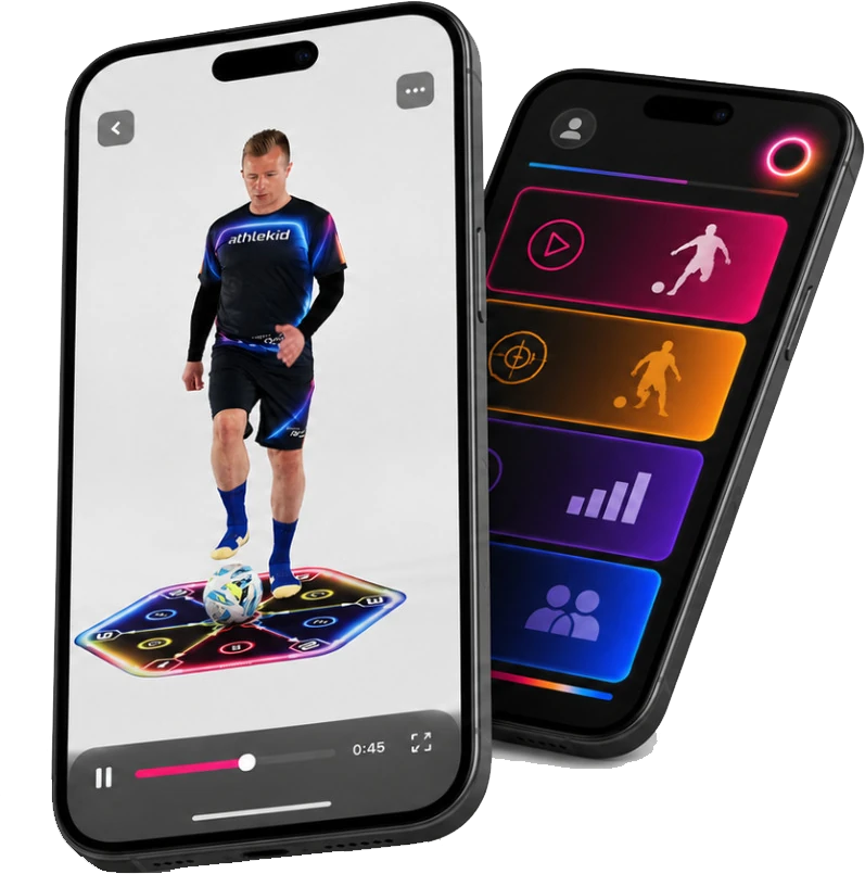 The Athlekid app: a guided session playing, and the session menu